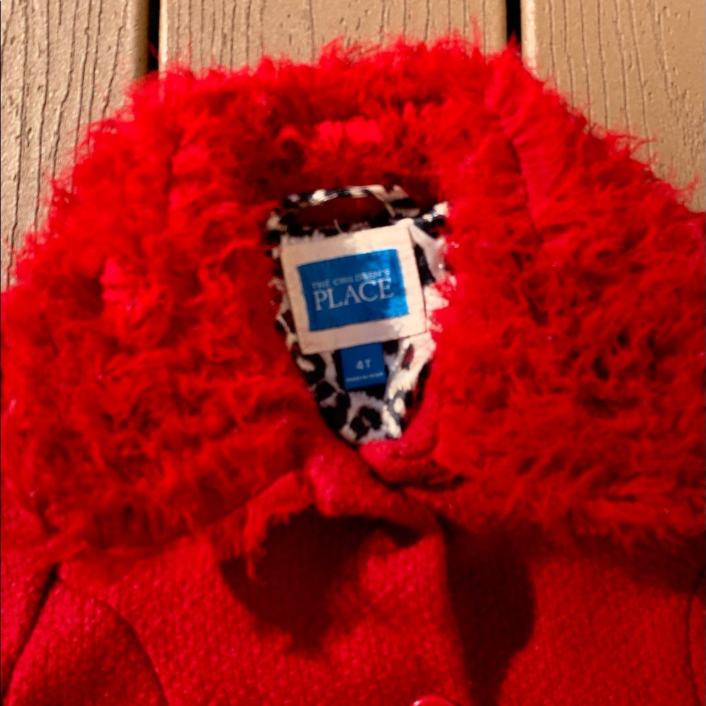 CHILDRENS PLACE GIRLS RED WOOL COAT SIZE 4T - Picture 2 of 6